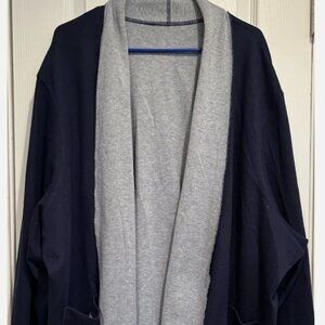 Womens Dark Blue Gray Reversible Sweatshirt Jacket Plus Sz 5X Pockets Raw Edge